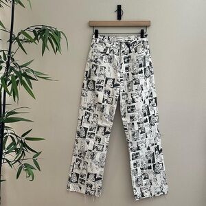 Reformation Black & White Comic Graphic Print Jeans